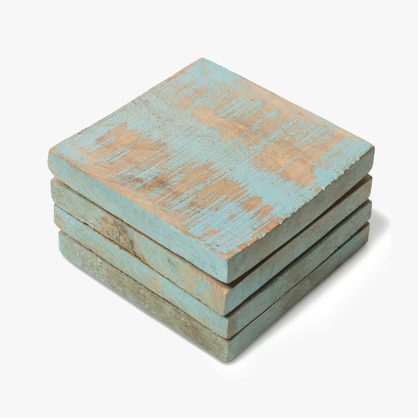 Distressed Blue Wooden Coasters