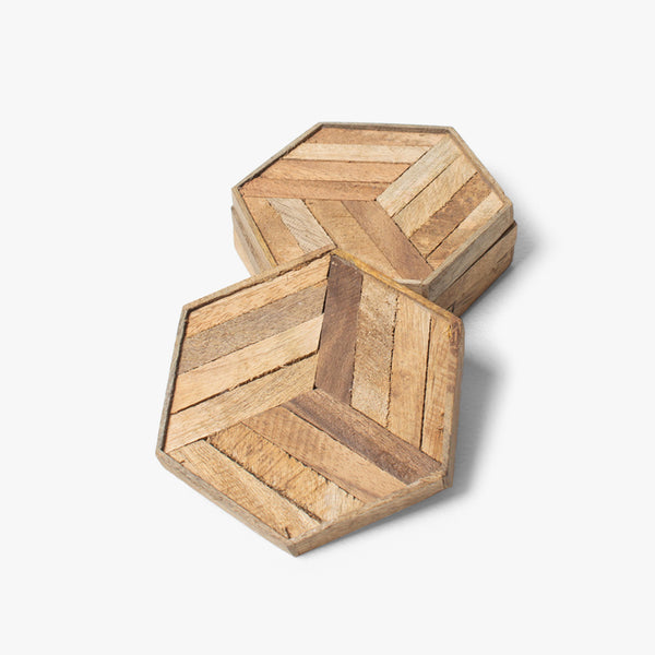 Wooden Weave Hexagon Coasters