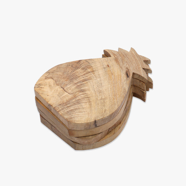 Rustic Elegance Handcrafted Wood Brown Pineapple Coaster