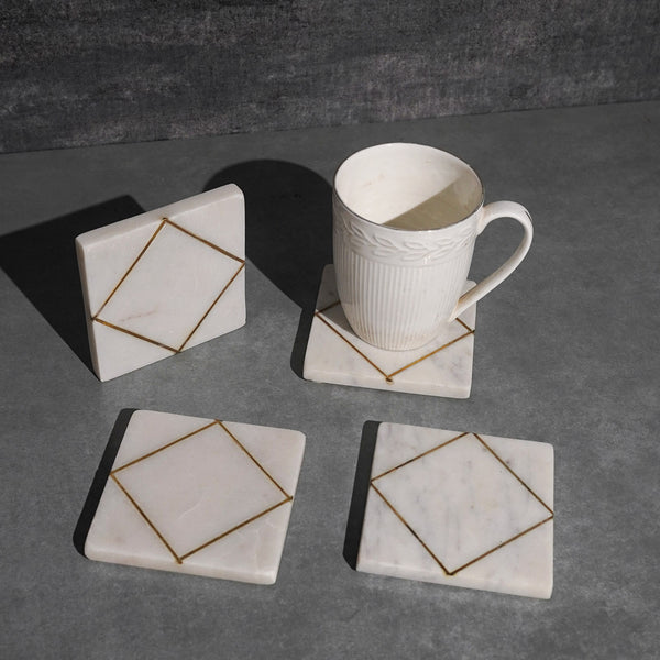 Golden Square Marble Coasters