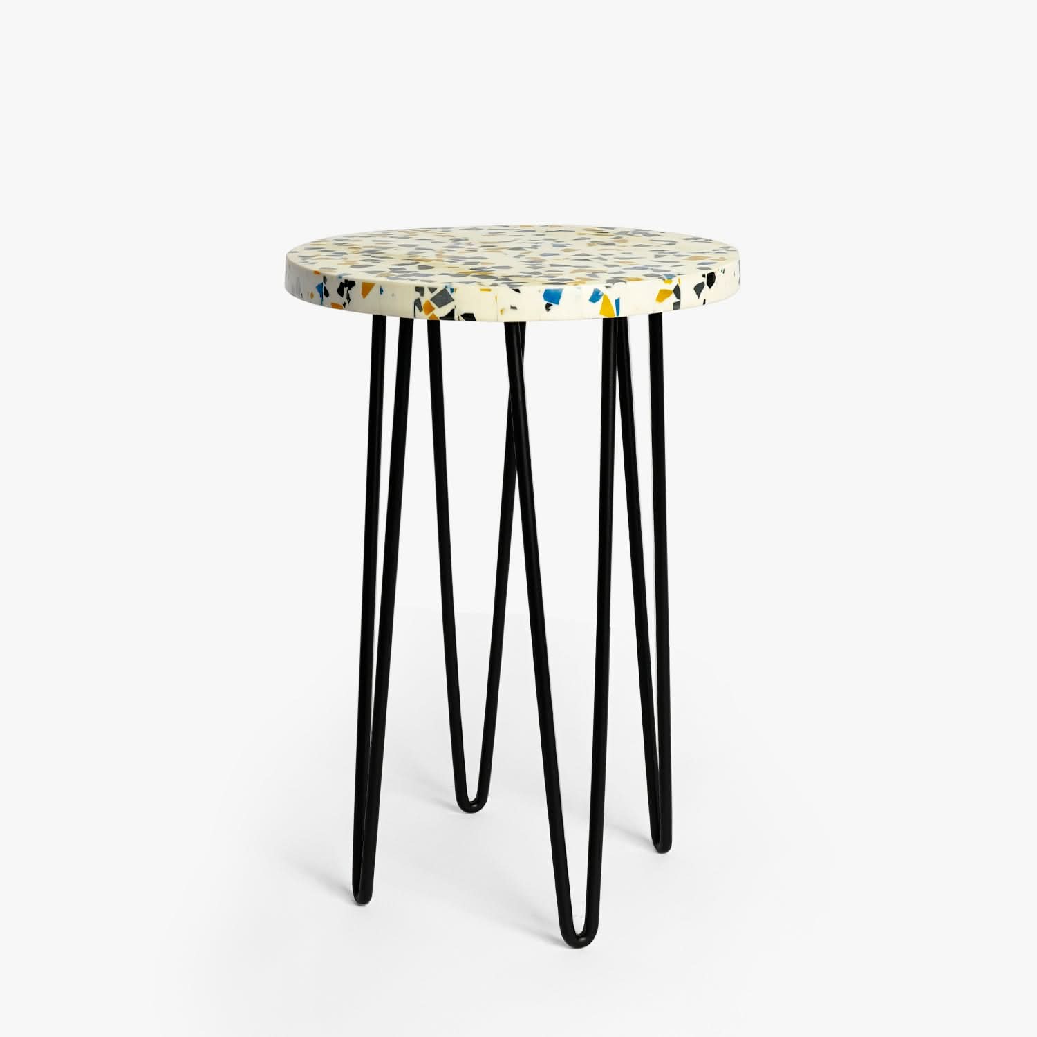 White Terrazzo Plant Stand - Black
