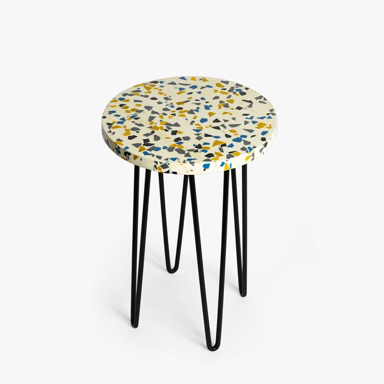 White Terrazzo Plant Stand - Black