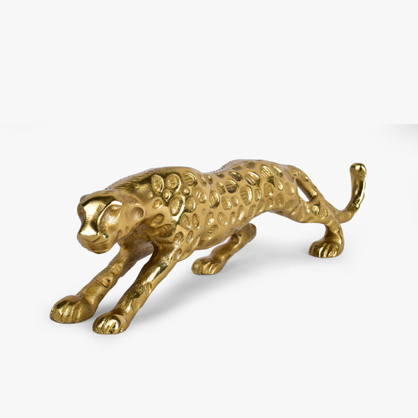 Elegant Golden Panther Sculpture