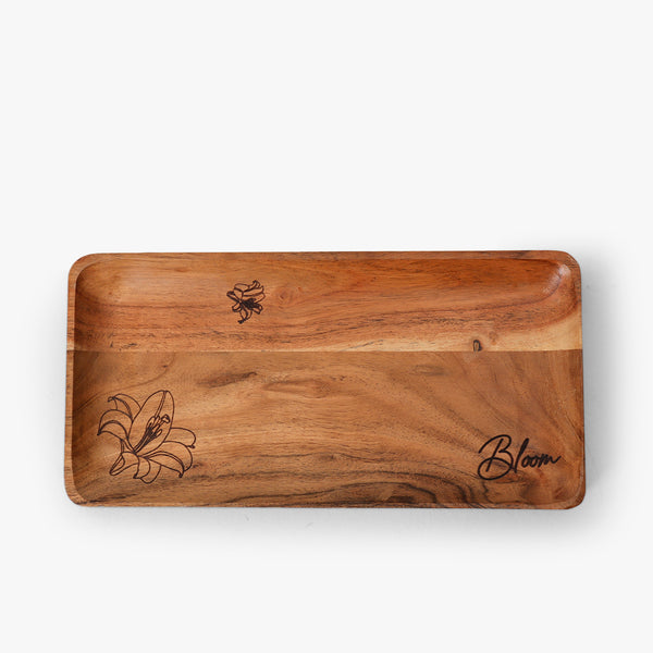 Rustic Bloom Wooden Tray