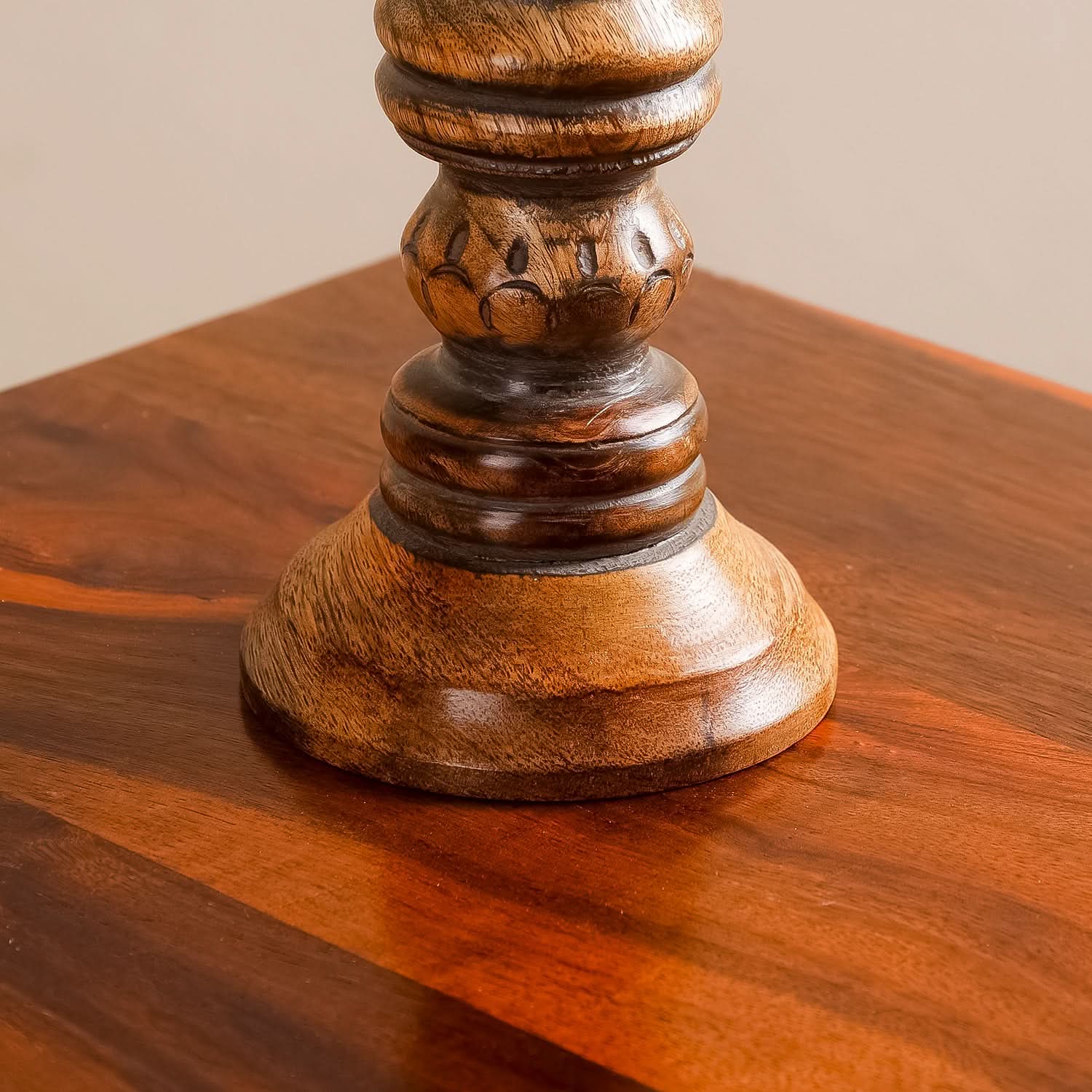 Handcrafted Wooden Pillar Candle Holder