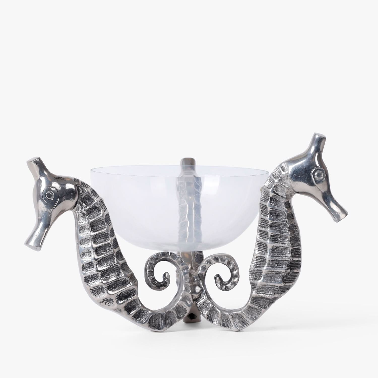 Seahorse Metal Decorative Bowl with Acrylic Bowl | Luxury Table Centerpiece & Serving Bowl for Home Decor