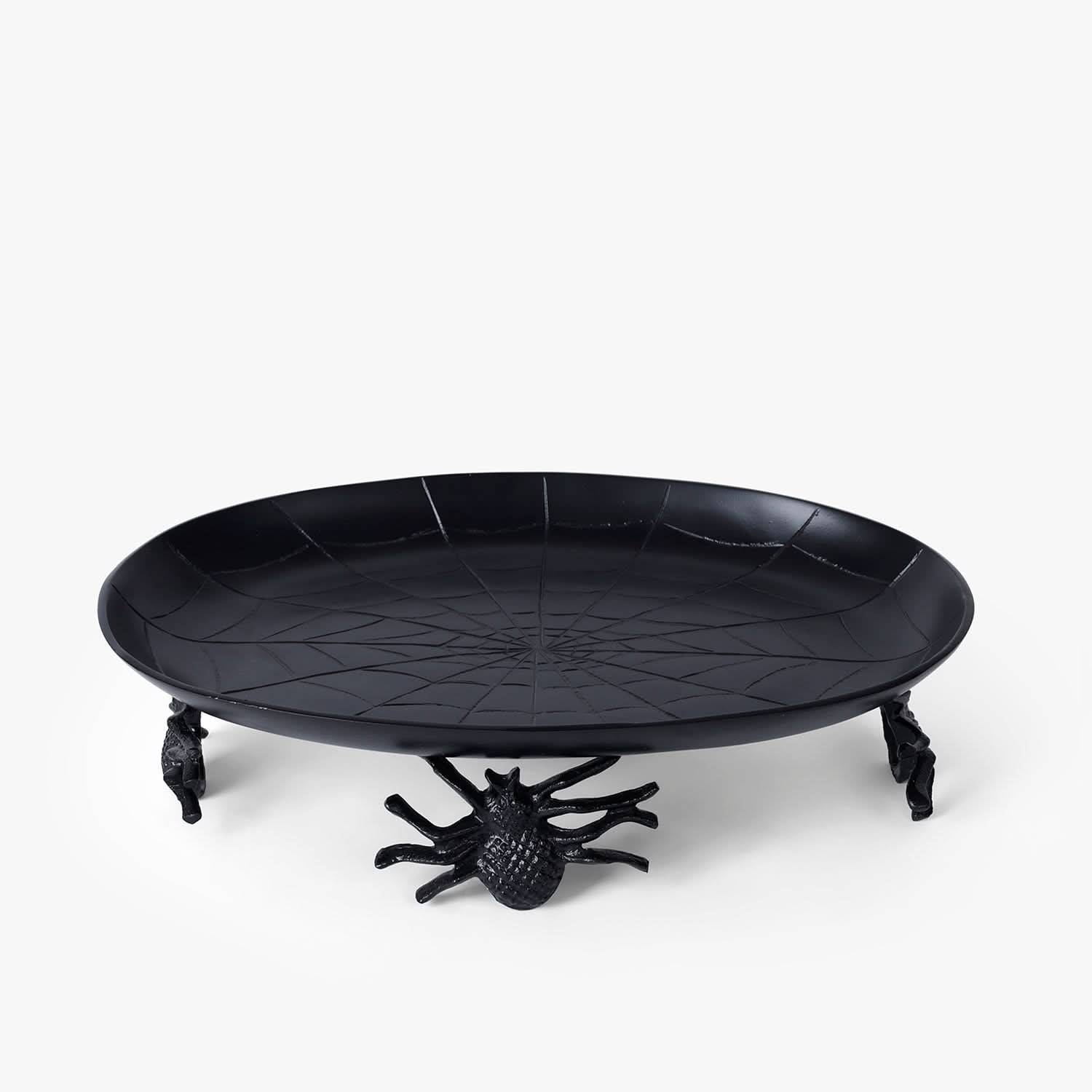 Black Spider Web Platter Stand | Statement Serving Tray for Snacks, Desserts & Table Décor