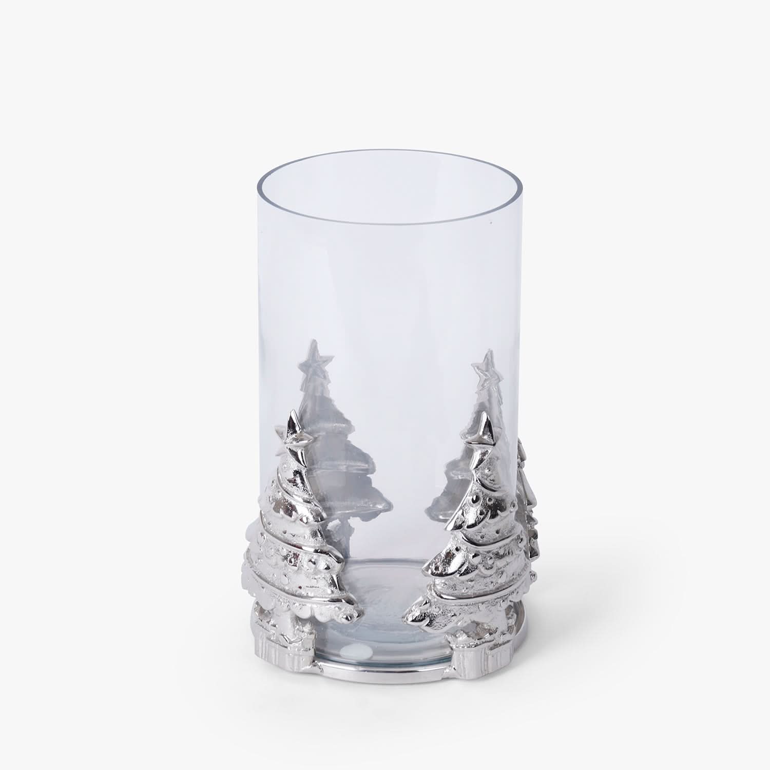 Christmas Tree Glass Hurricane Candle Holder for Festive Table Decor and Holiday Home Styling