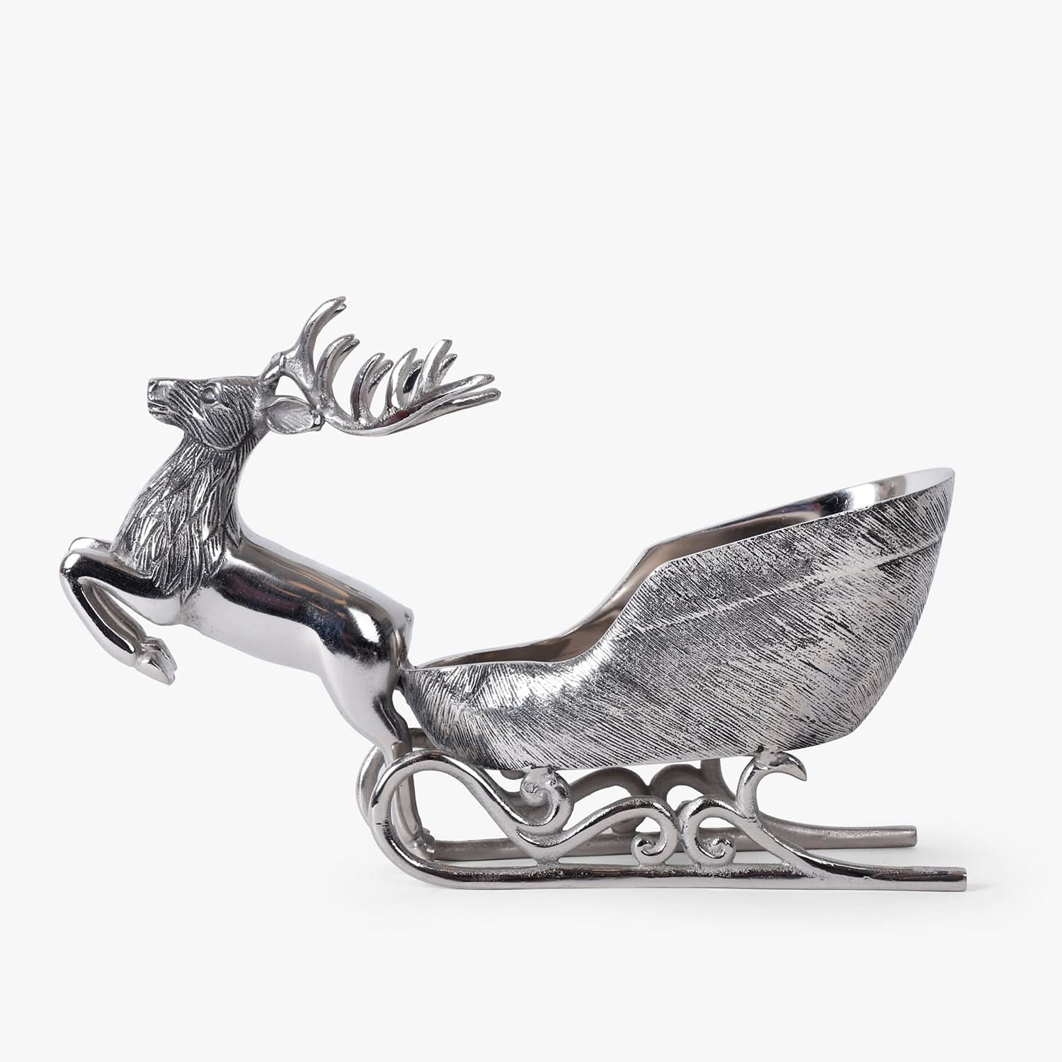 Reindeer Sleigh Bowl Decorative Centerpiece for Table Decor and Serving