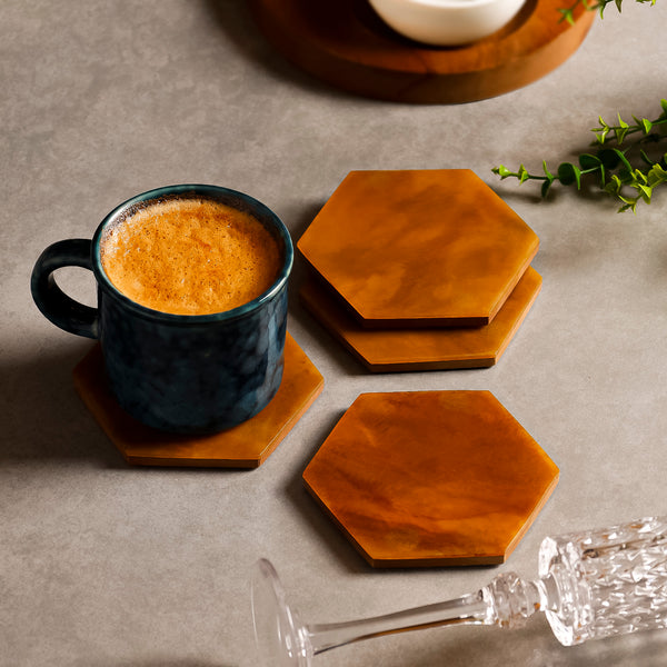 Hexagonal Resin Coaster Set for Dining & Coffee Tables