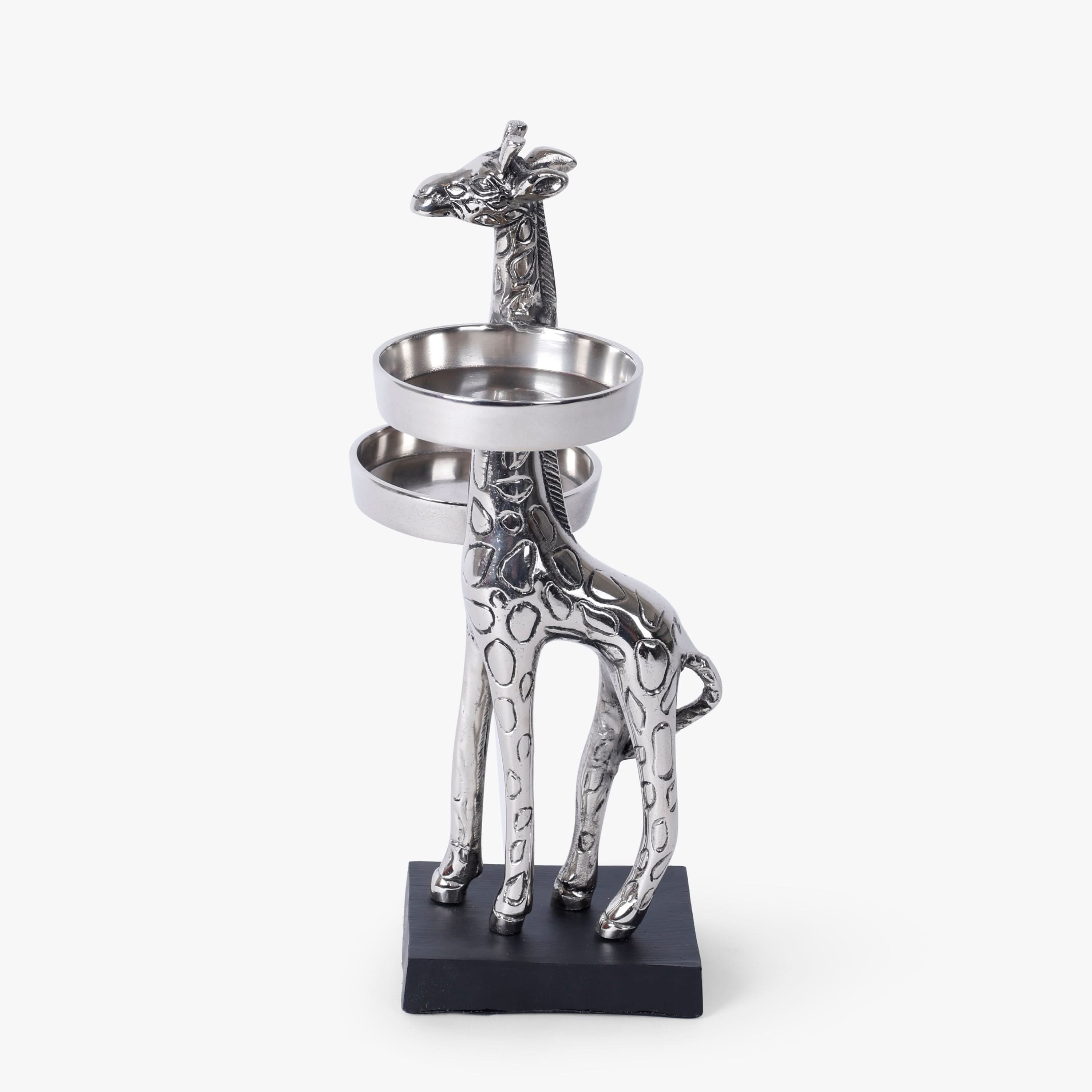 Casa Decor Giraffe Double Bowl Candle Holder Decorative Metal Accent