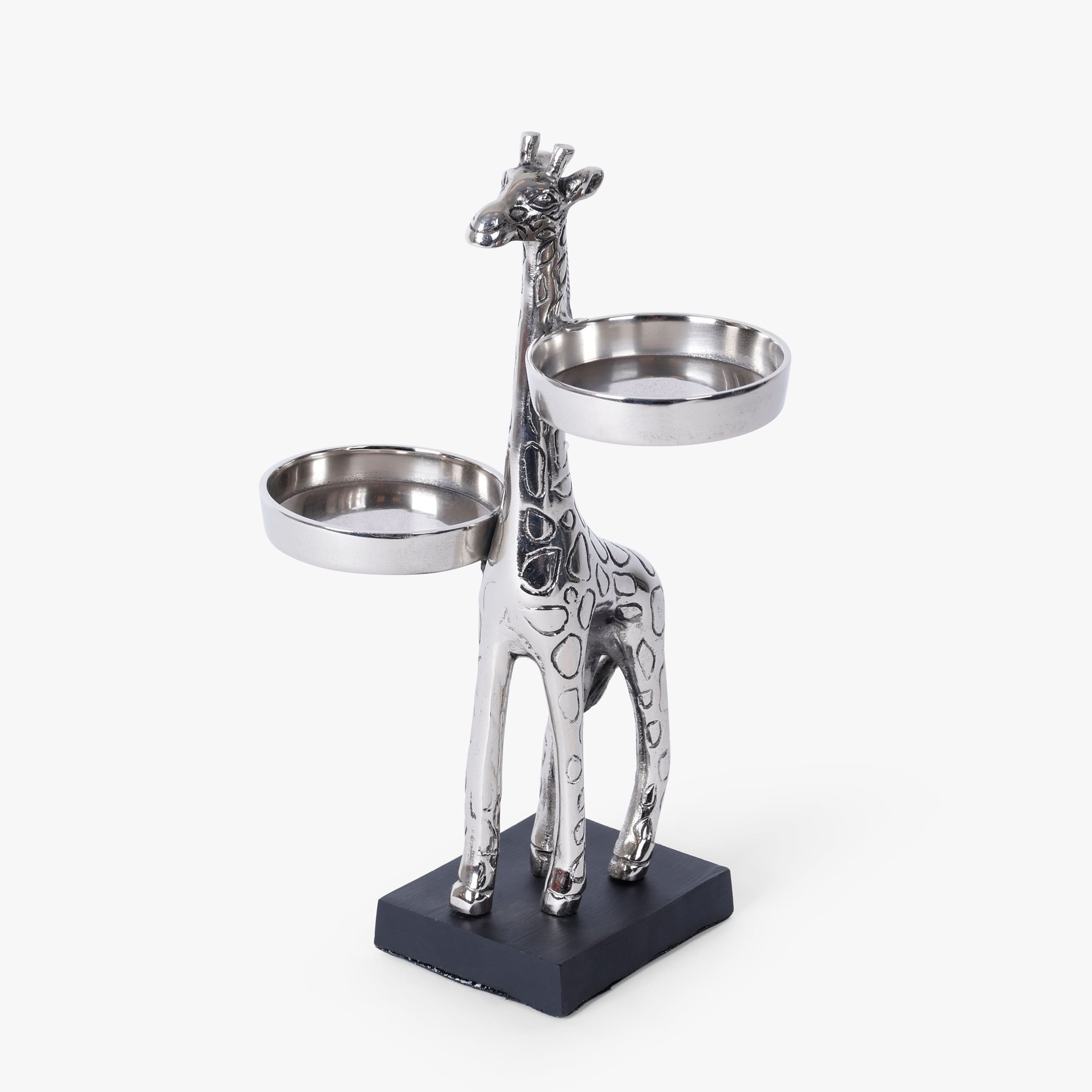 Casa Decor Giraffe Double Bowl Candle Holder Decorative Metal Accent