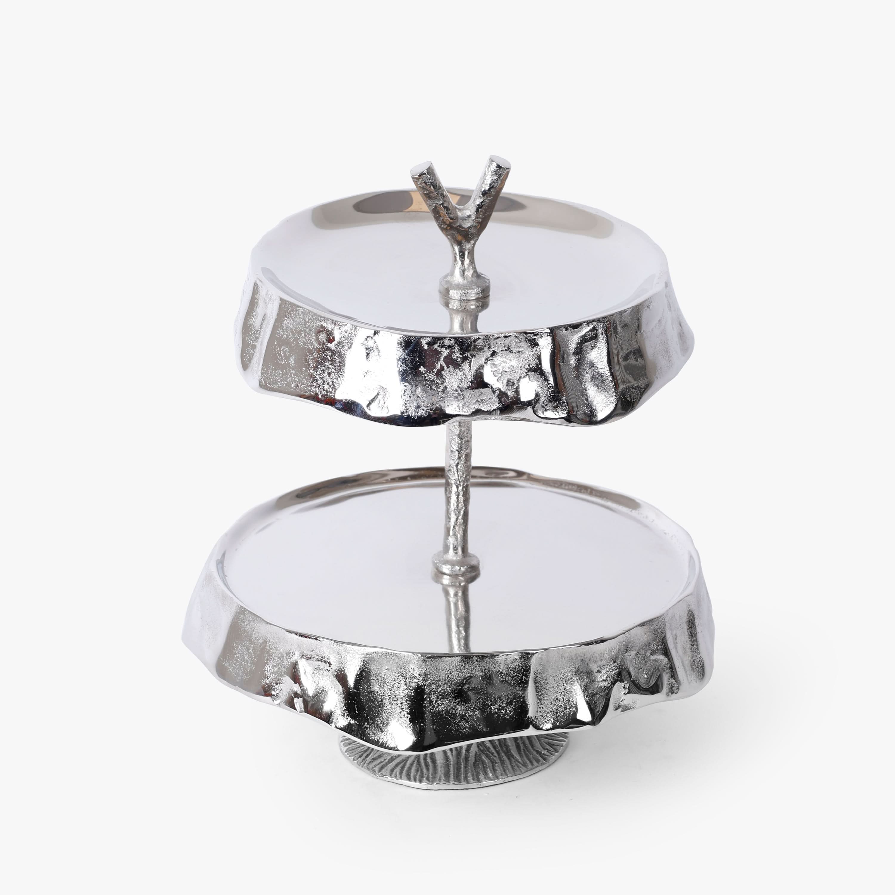 Two Tier Metal Serving Stand for Desserts, Tea Time and Table Decor