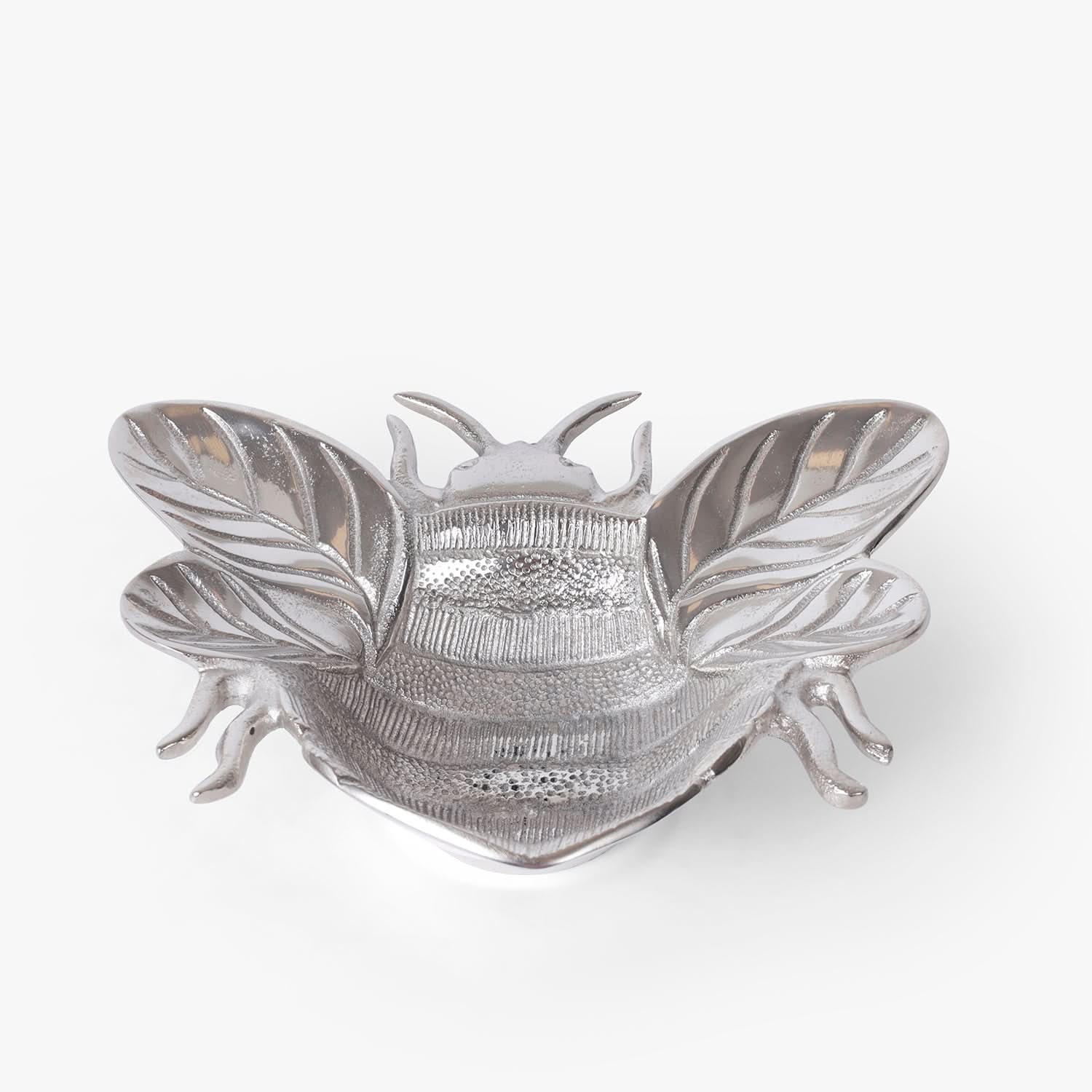 Silver Bumble Bee Bowl | Decorative Metal Serving Bowl & Table Decor Accent