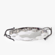 Metal Serving Tray with Branch Handles for Table Decor and Hosting