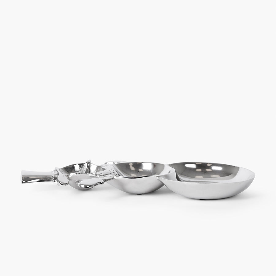 Snowman Double Bowl Serving Platter for Festive Table Decor and Snack Serving