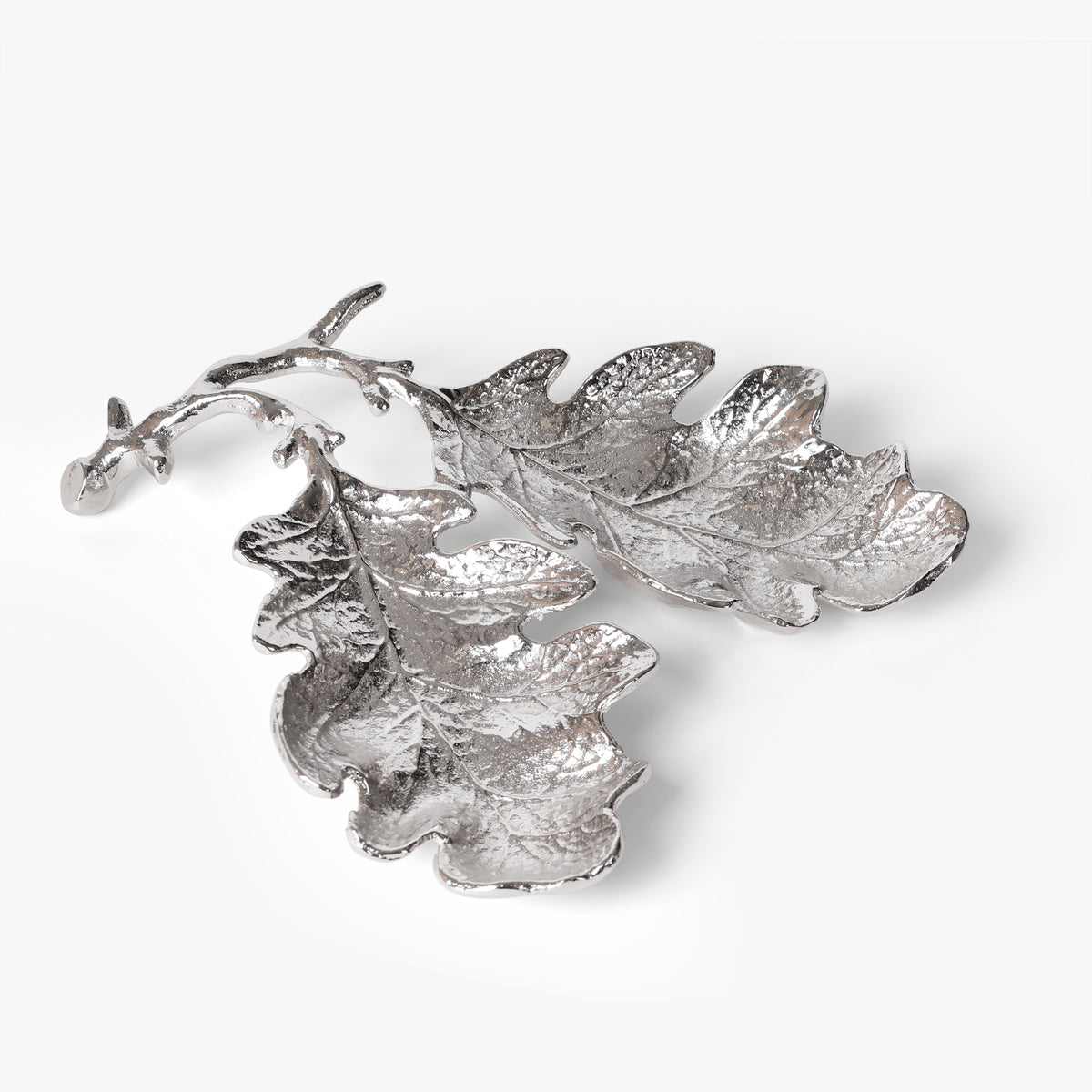 Silver Aluminium Leaf Decorative Bowl Set for Tabletop