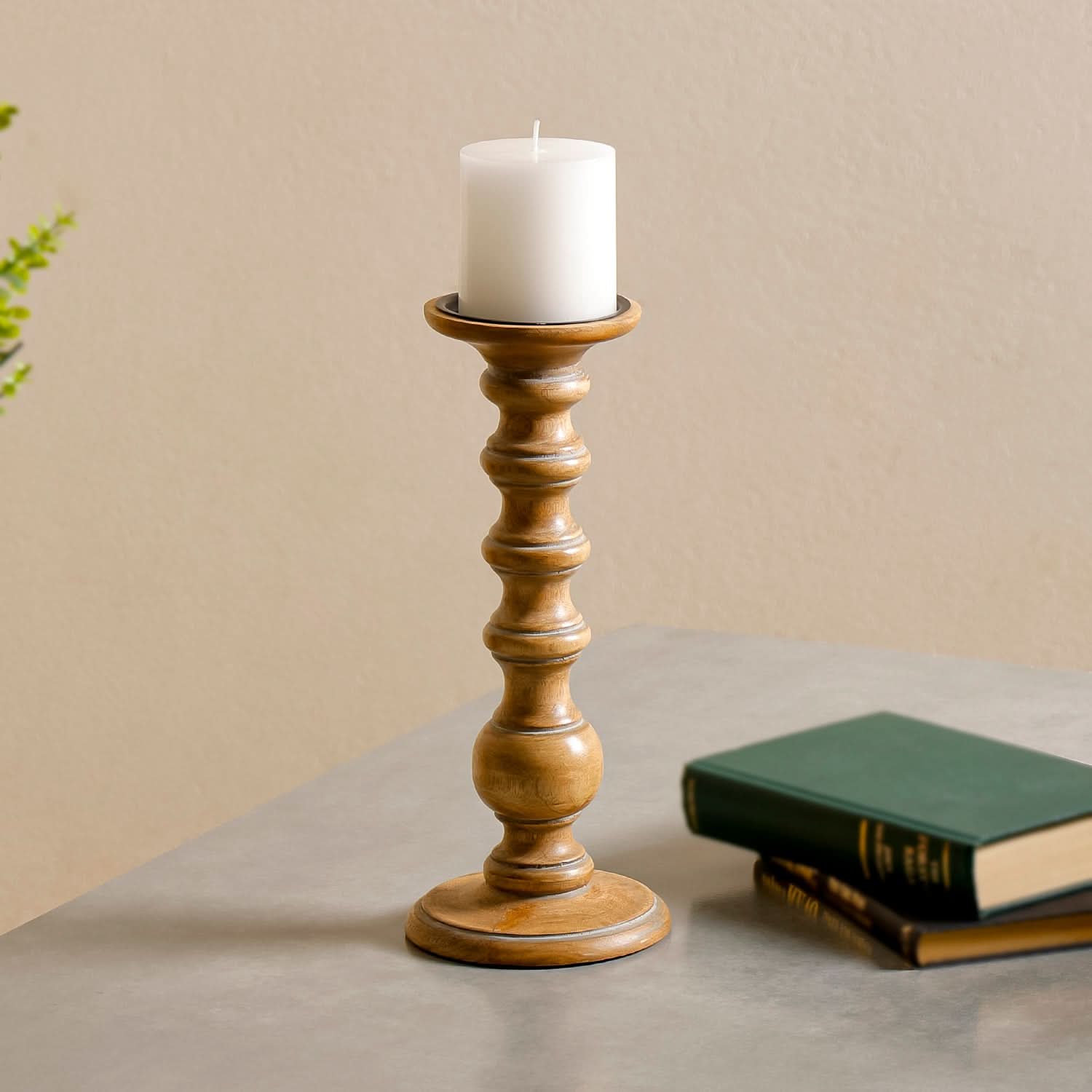 Wood Pillar Candle Holder