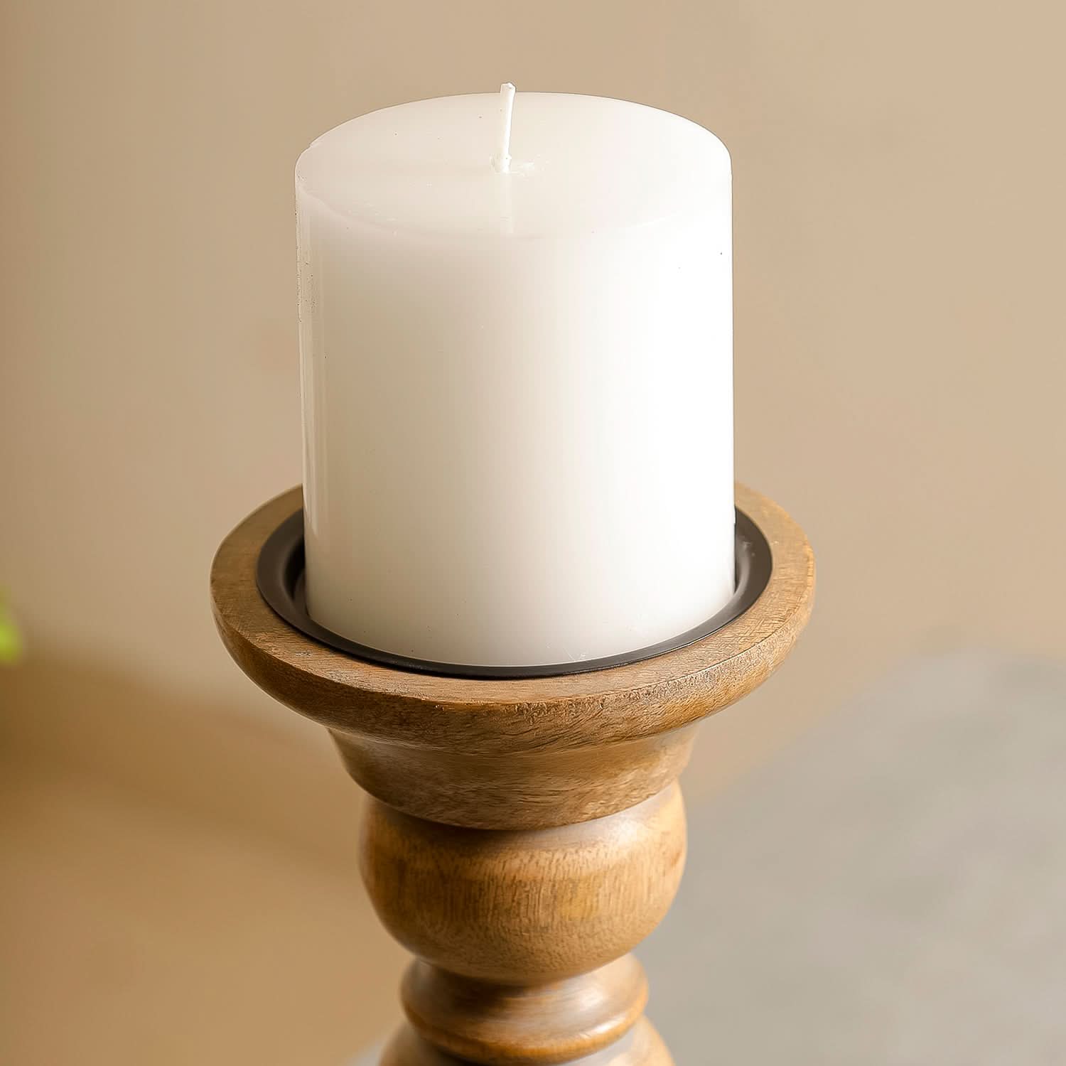 Wood Pillar Candle Holder