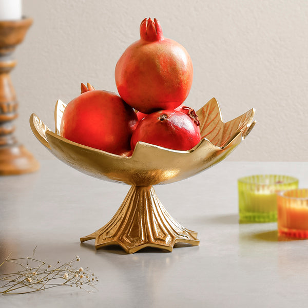 Gold Leaf Pedestal Fruit Bowl