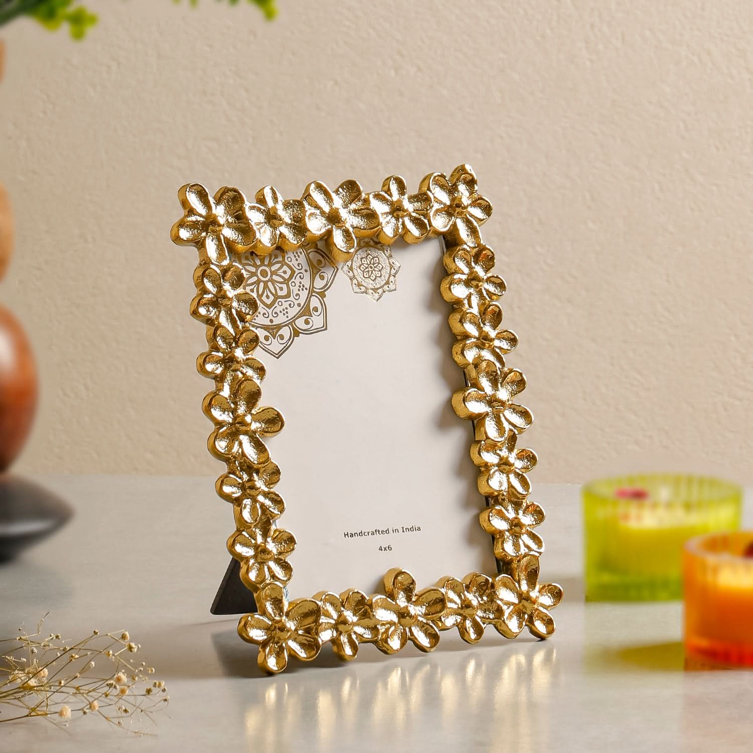 Gold Floral Photo Frame 4 x 6 Inches