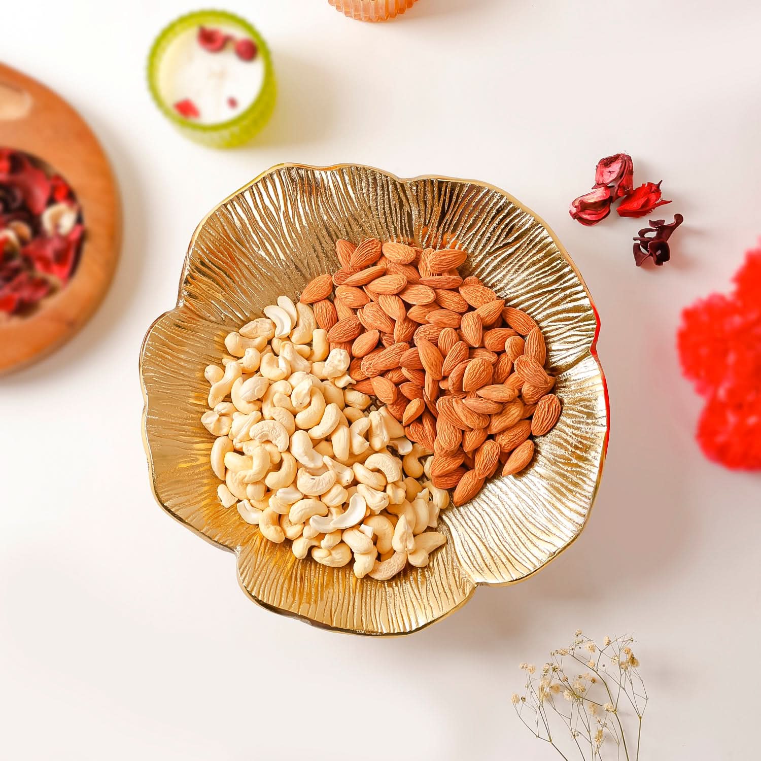 Premium Gold Leaf Pedestal Fruit Bowl