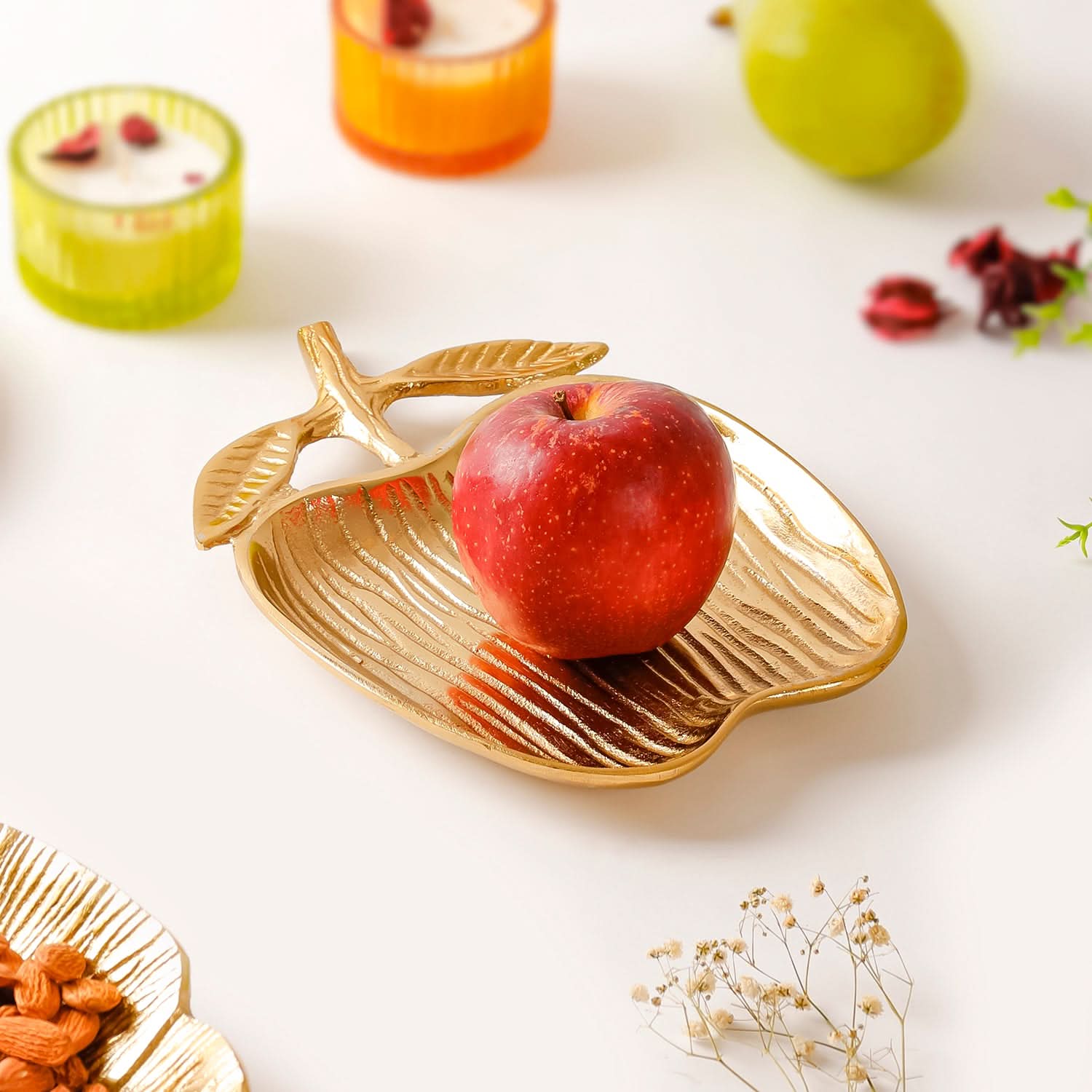 Gold Apple Metal Decorative Tray