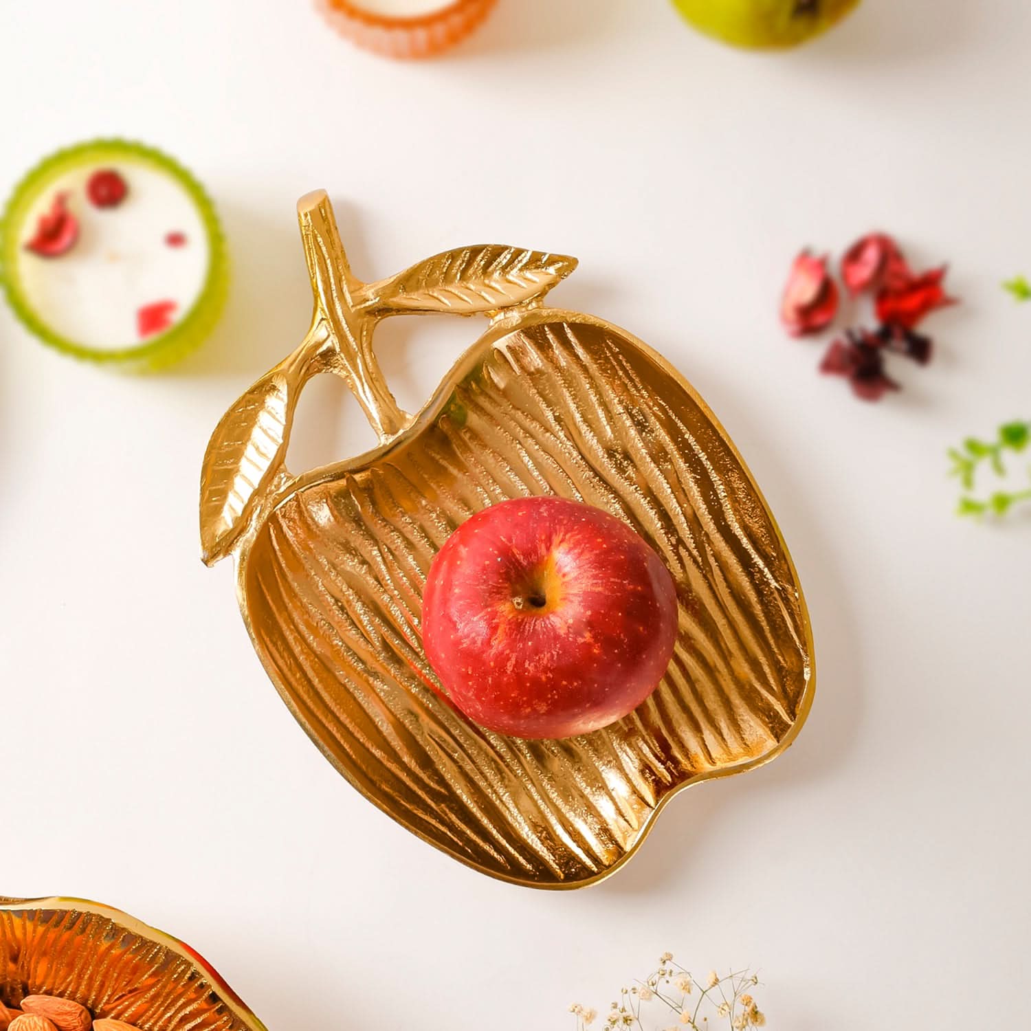 Gold Apple Metal Decorative Tray