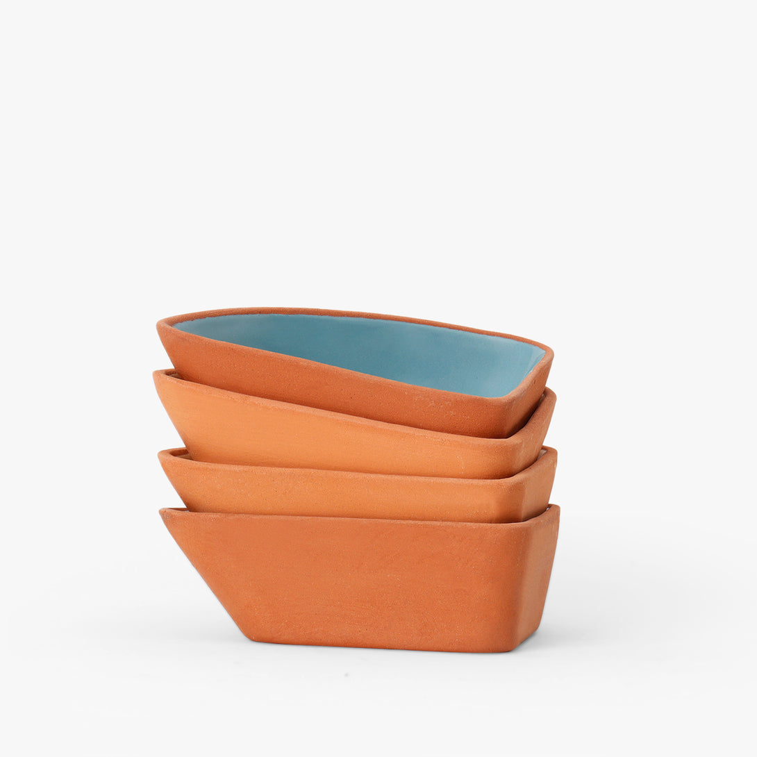 Modern Triangular Terracotta Bowl Set