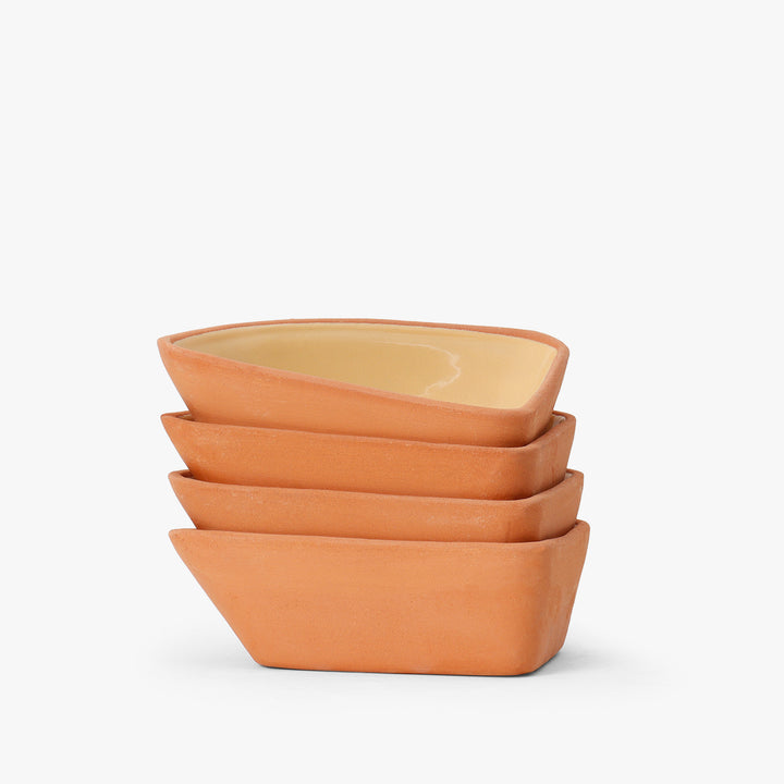 Modern Triangular Terracotta Bowl Set