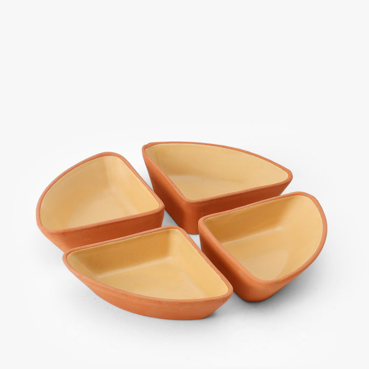 Modern Triangular Terracotta Bowl Set