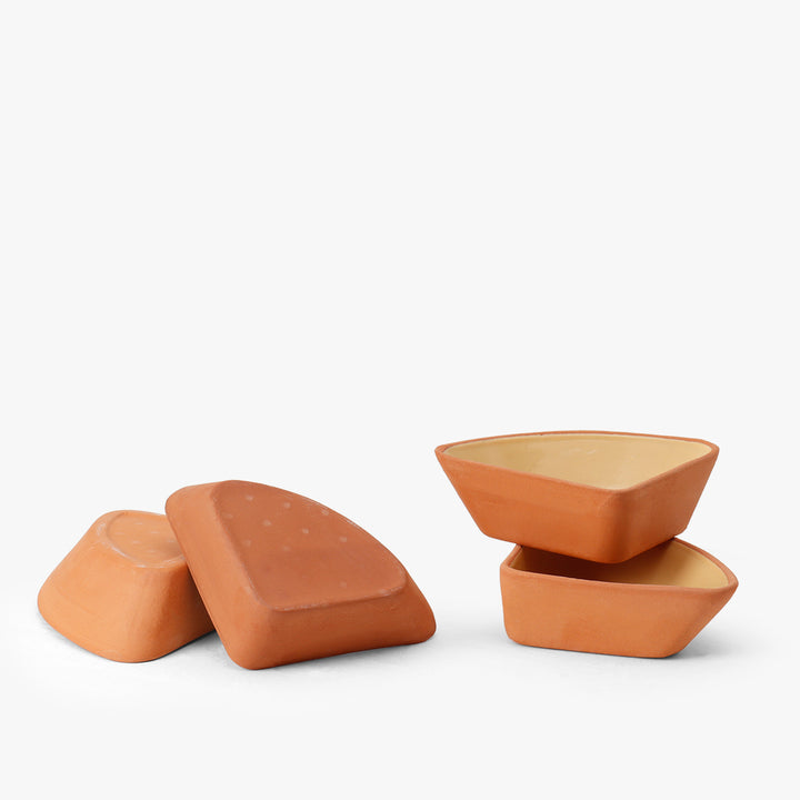 Modern Triangular Terracotta Bowl Set
