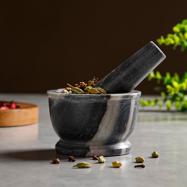 Marble Mortar & Pestle – Traditional Spice Grinder for Kitchen