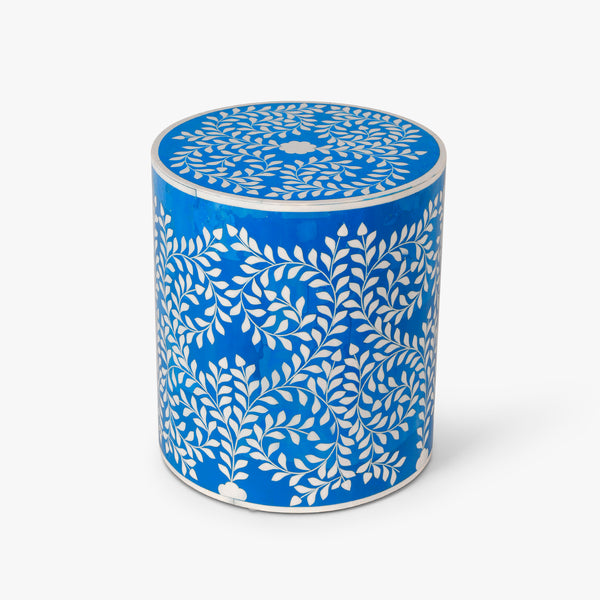 Royal Blue Floral Inlay Accent Table