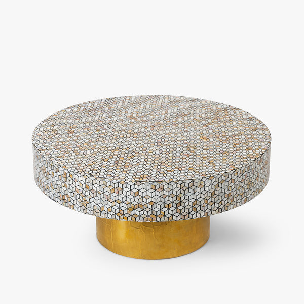 Golden Base Geometric Inlay Table