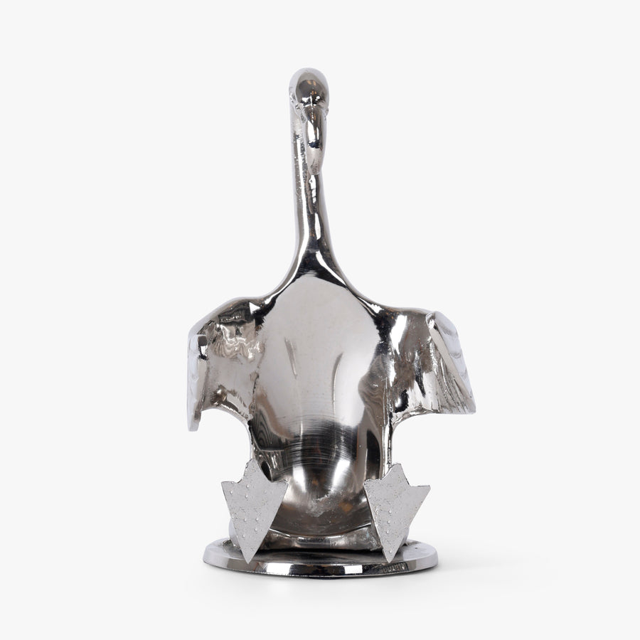 Silver Swan Wine Bottle Holder | Decorative Metal Wine Rack & Bar Decor Accent