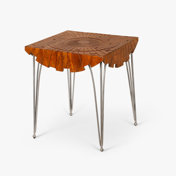 Majestic Hand-carved Coffee Table with Metal Legs