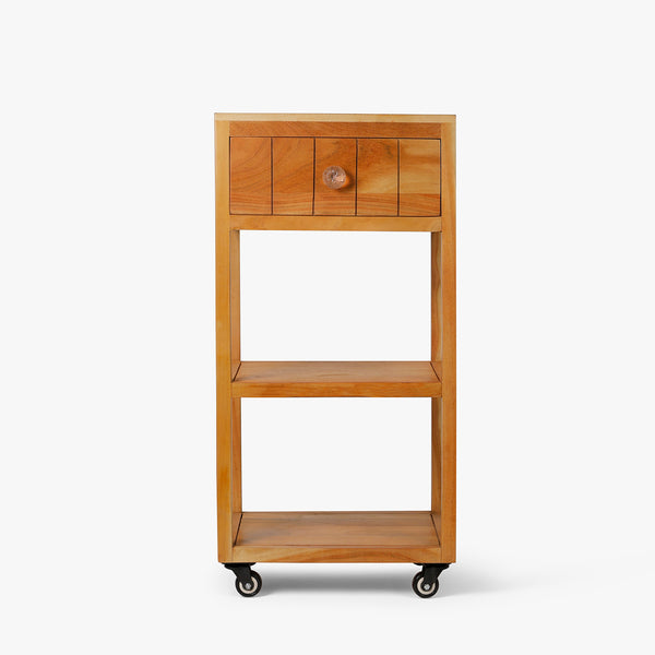 Wooden Utility Storage Rack with Drawer and Wheels Casa Decor