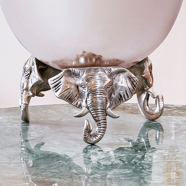 Triple Elephant Head Wine Chiller & Ice Bucket | Decorative Silver Bar Decor Bottle Cooler