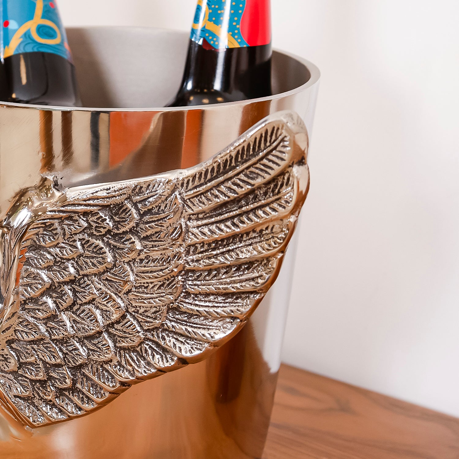 Wing Handle Metal Wine Cooler for Bar Table, Dining Table and Luxury Home Decor