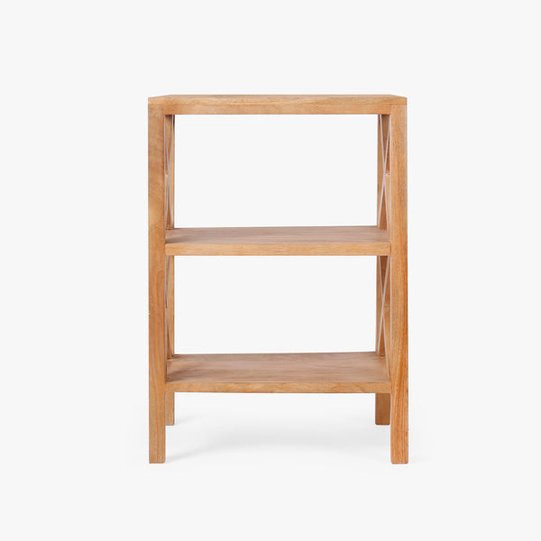 Solid Wood 3-Tier Side Table with Storage