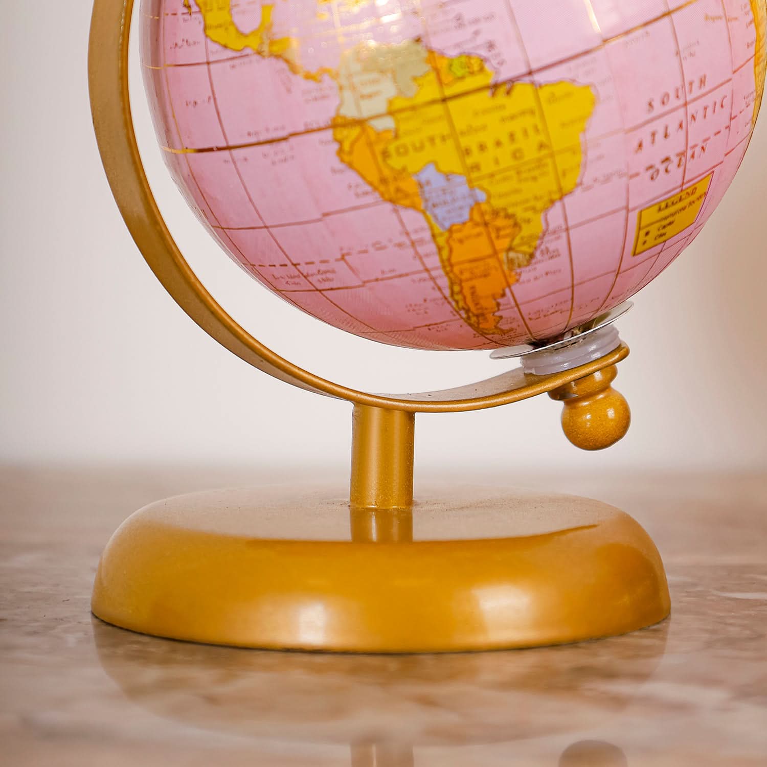 Pink Metal Desk Globe for Study Table & Office