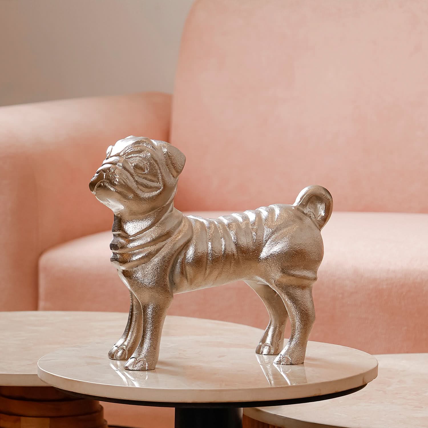 Premium Gold Metal Dog Figurine – Modern Decorative Animal Showpiece for Home & Office Décor