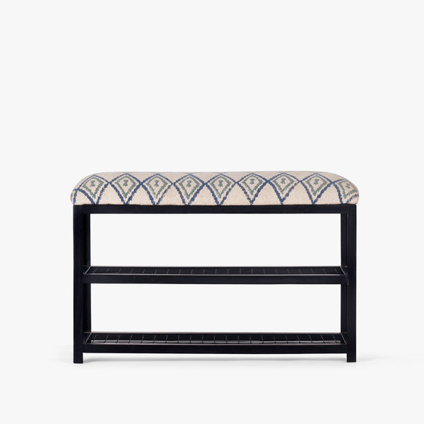 Upholstered Wooden Bench with Shoe Rack Storage