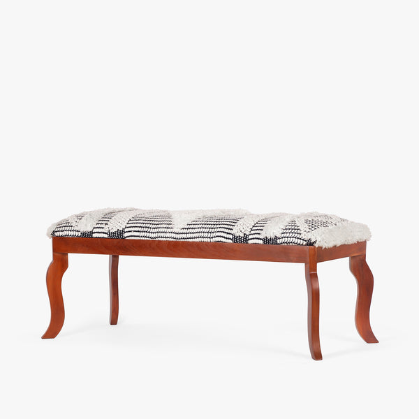 Wooden Upholstered Bench with Cushioned Seat
