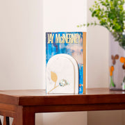 White Marble Bookends (Set of 2) with Brass & Abalone Inlay