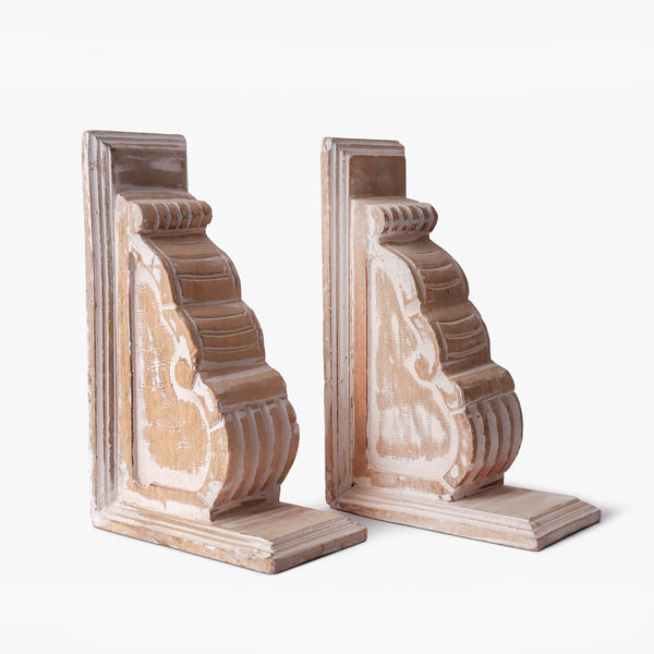 Distressed Rustic Wooden Corbel Bookends