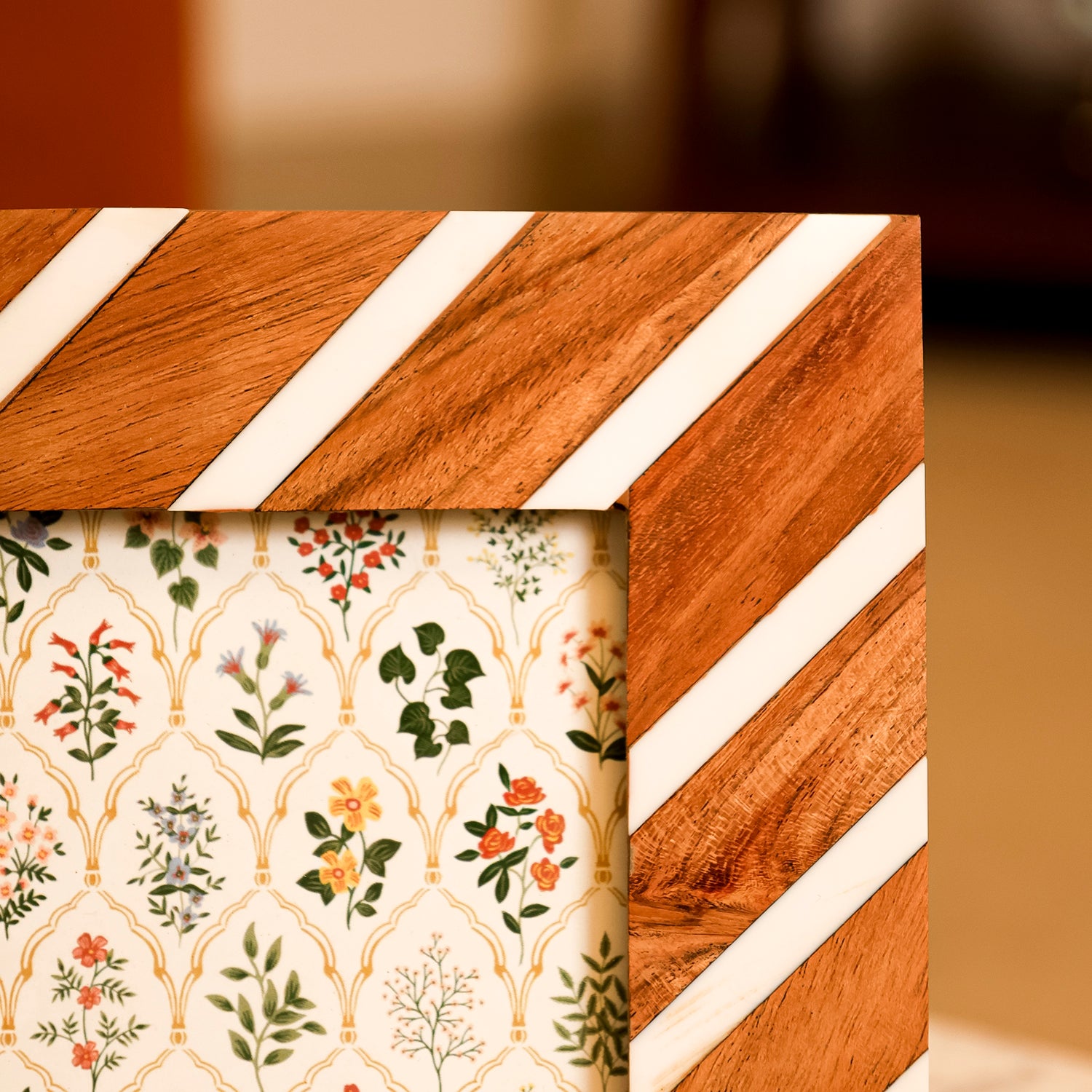 Striped Wooden Photo Frame for Table Decor, Shelf Styling and Memory Display 4x6 Inch