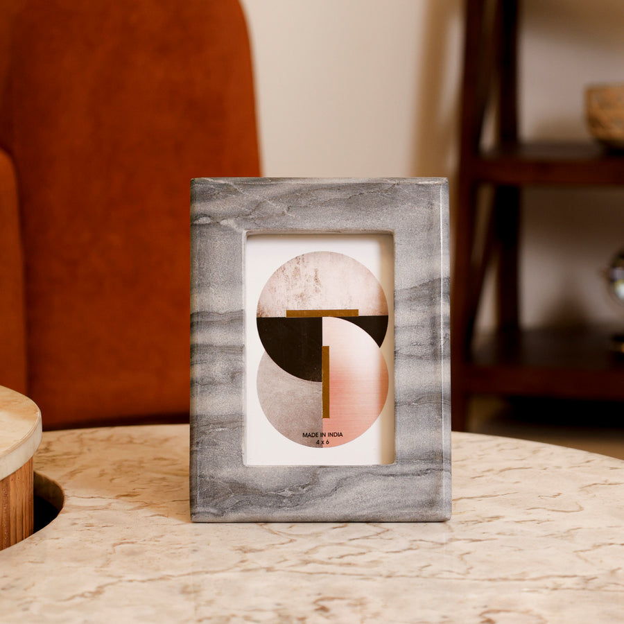 Grey Marble Square Photo Frame for Tabletop Styling  4x6 inch