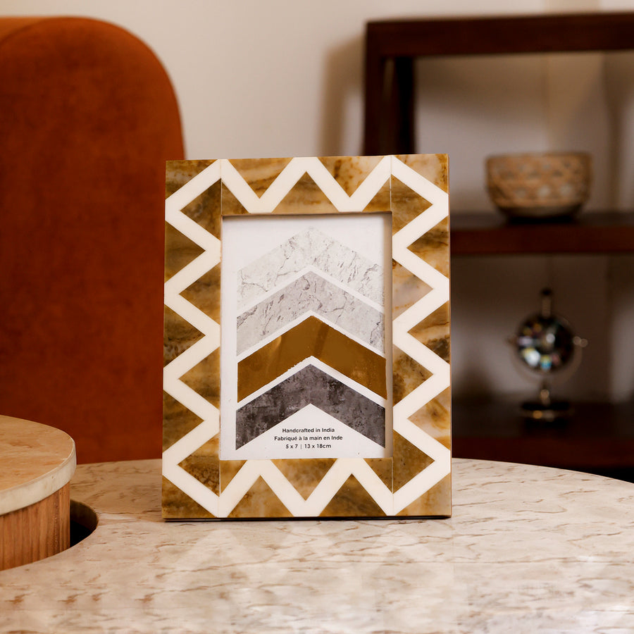 Chevron Inlay Wooden Photo Frame 5x7 Inch